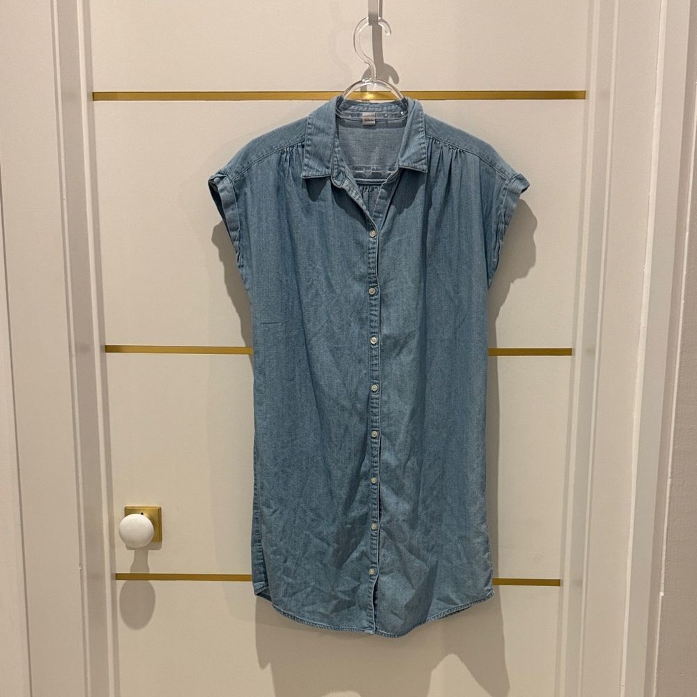 OLD NAVY Denim Shirt Dress Button Up Short Sleeve S